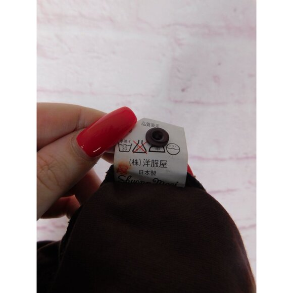 Vintage Japan Velvet Lace Victorian Prairie Blouse Boho Cottagecore L - Picture 11 of 12